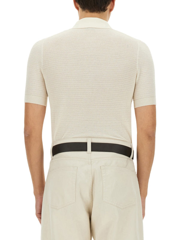 Polo Shirt Cotton And Silk Ivory
