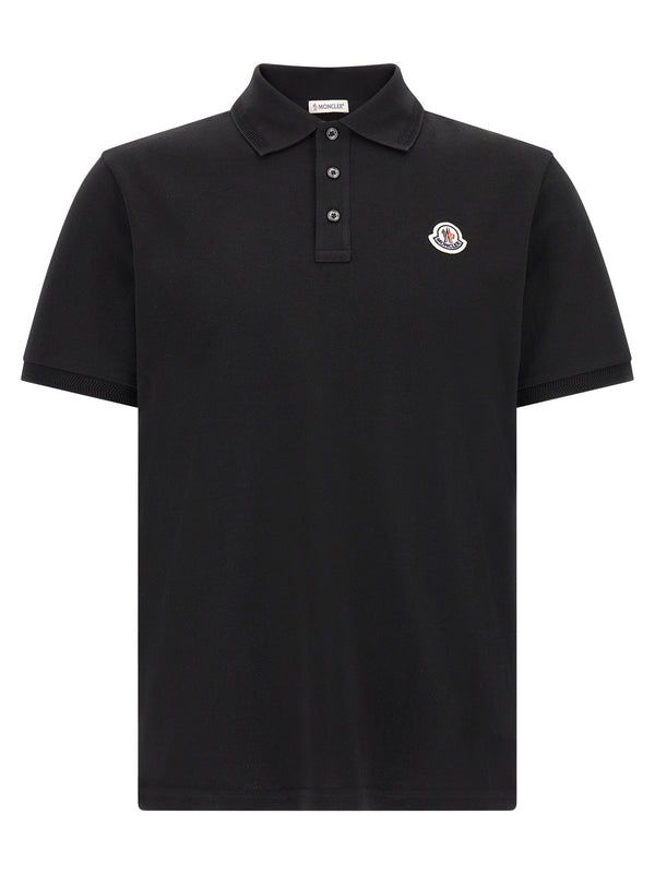 Moncler 100% cotton polo shirt in black