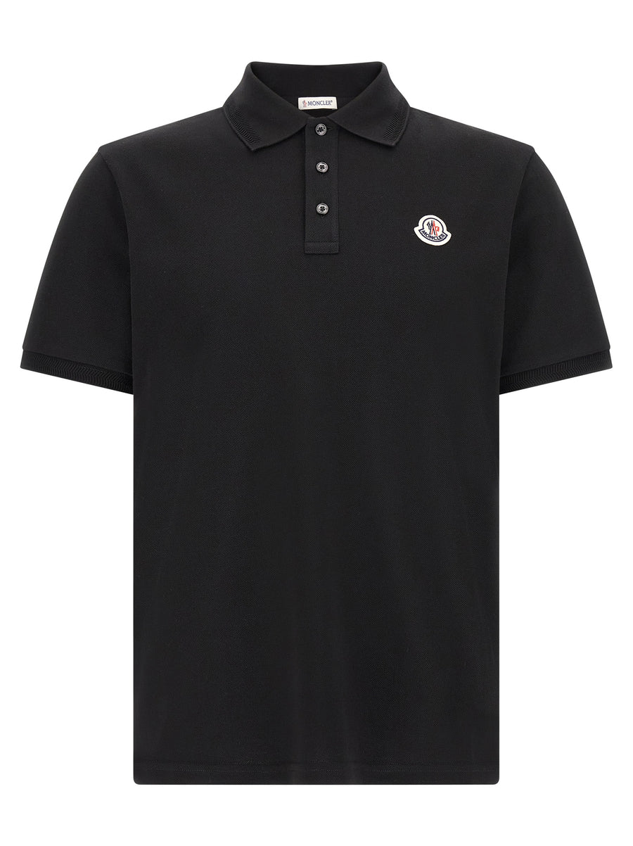 Moncler 100% cotton polo shirt in black