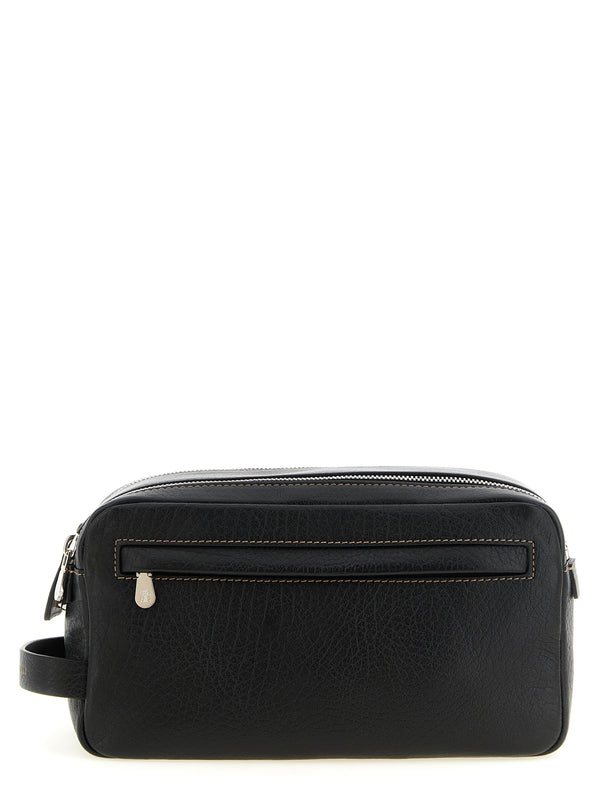 Brunello Cucinelli 100% Calfskin Leather travel wallet in black