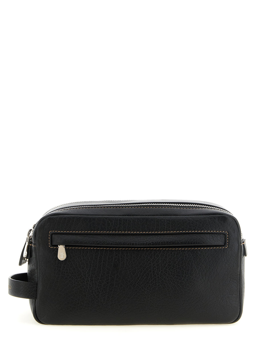 Brunello Cucinelli 100% Calfskin Leather travel wallet in black