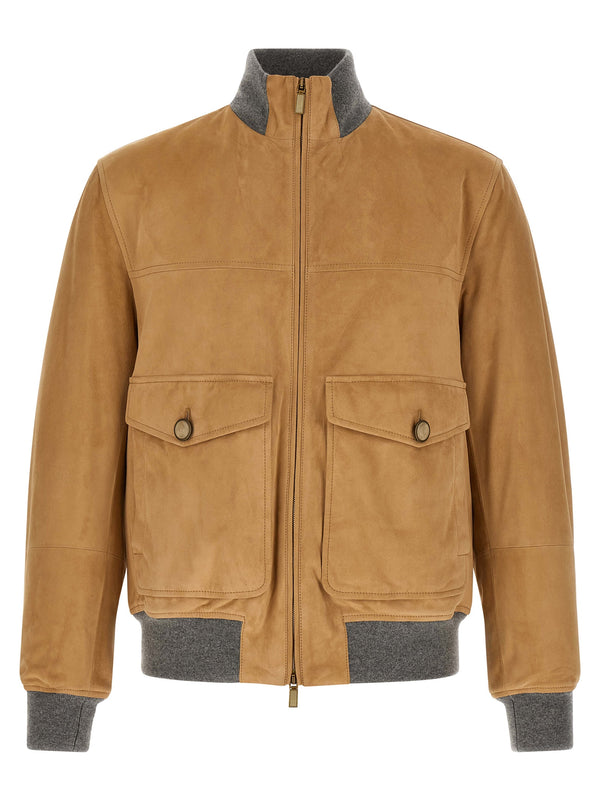 Brunello Cucinelli Suede with cupro lining and Thermore® padding jacket in beige