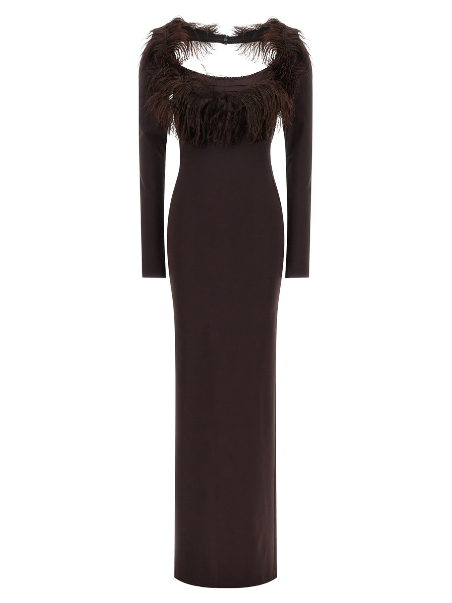 The Attico Viscose dress in brown