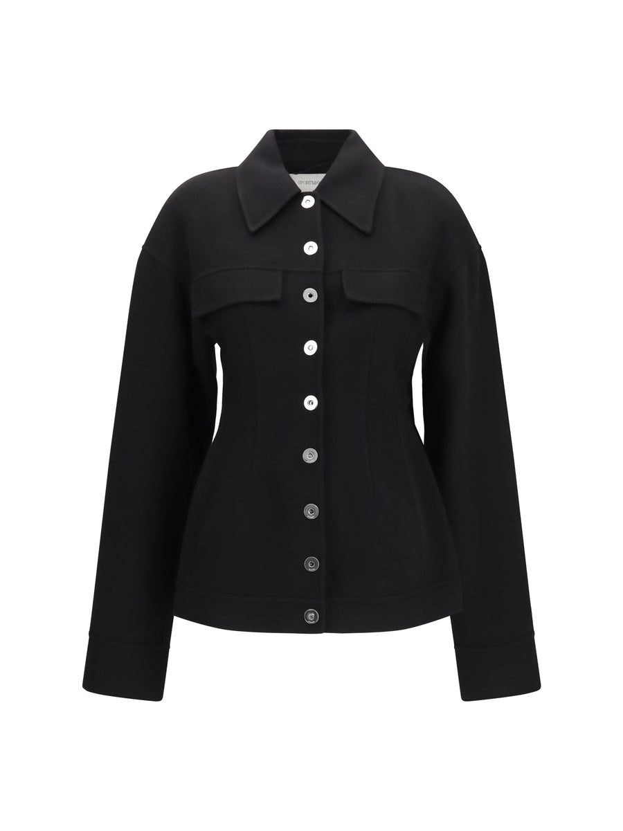 Arena Short Virgin Wool Coat Nero Fleece Ovis Aries Jacket