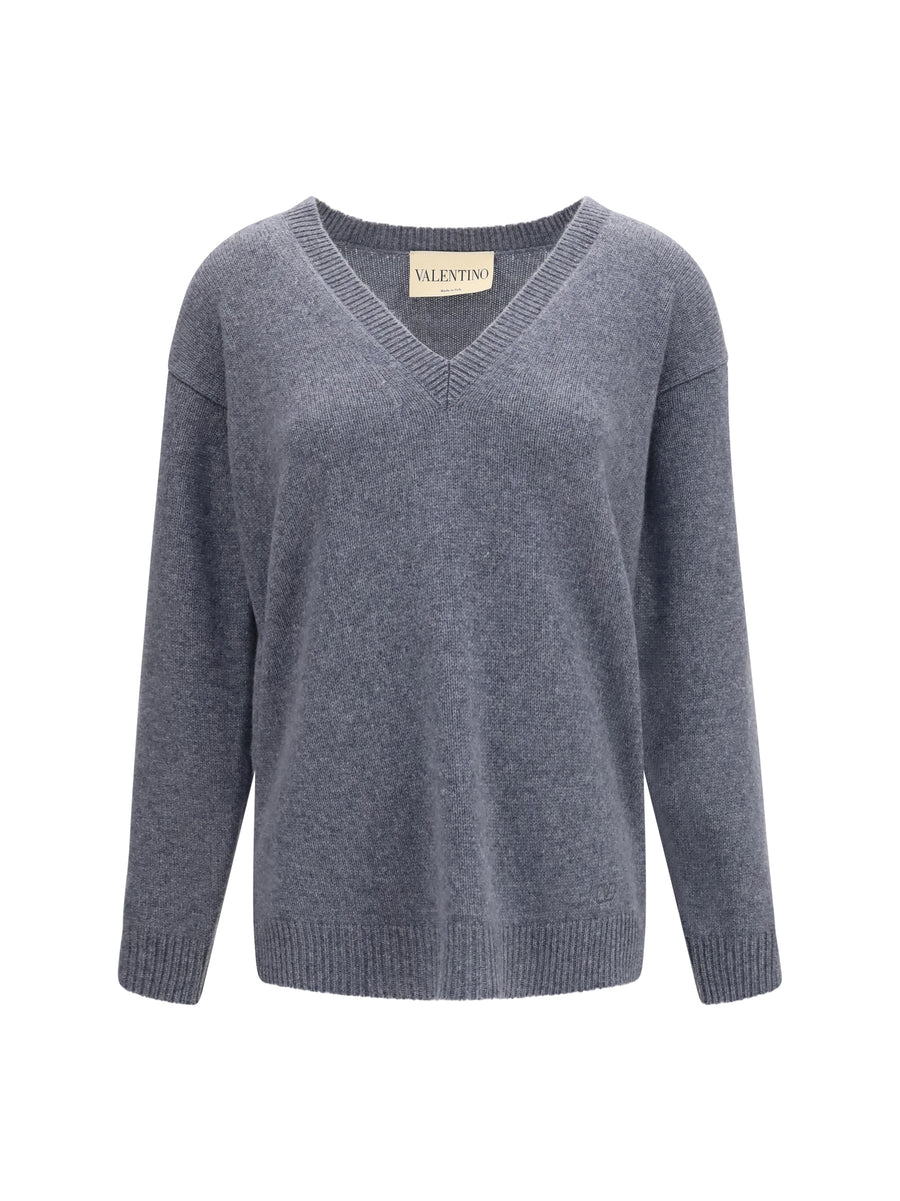 Cashmere Sweater Grey Melange Tops