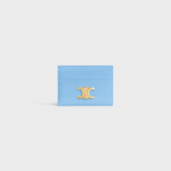 Celine Shiny calfskin card case in blue