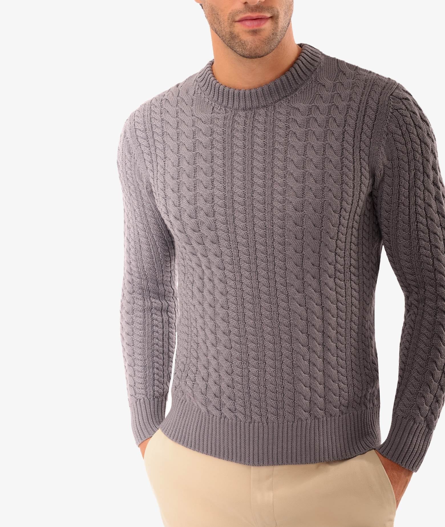 Cable Knit Sweater Col Du Pillon Brown Maglieria Dis/lav Pesante