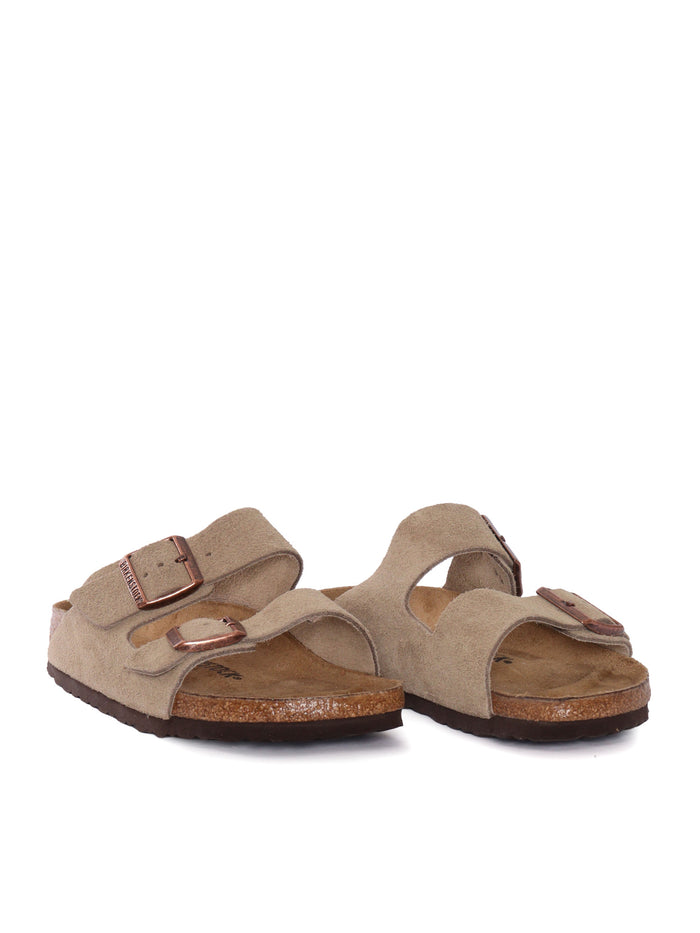 Arizona taupe, Suede Leather Tortora Sole In Eva Sandal