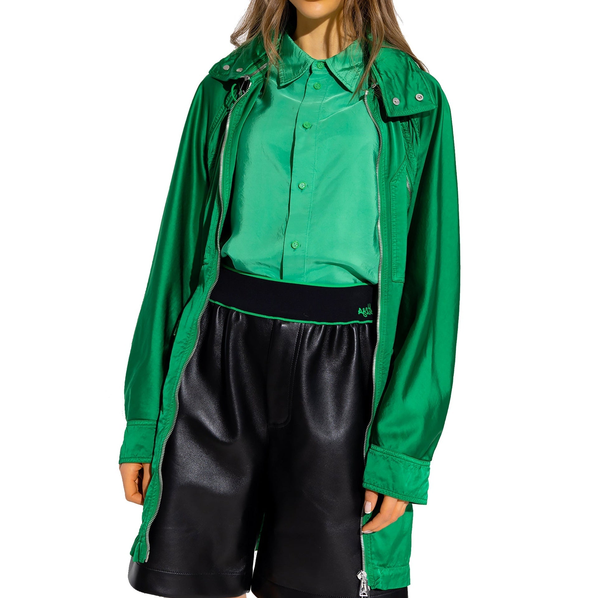 Satin Parka Green Cotton Viscose