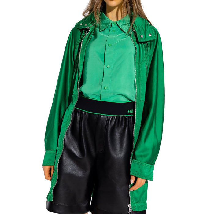 Satin Parka Green Cotton Viscose