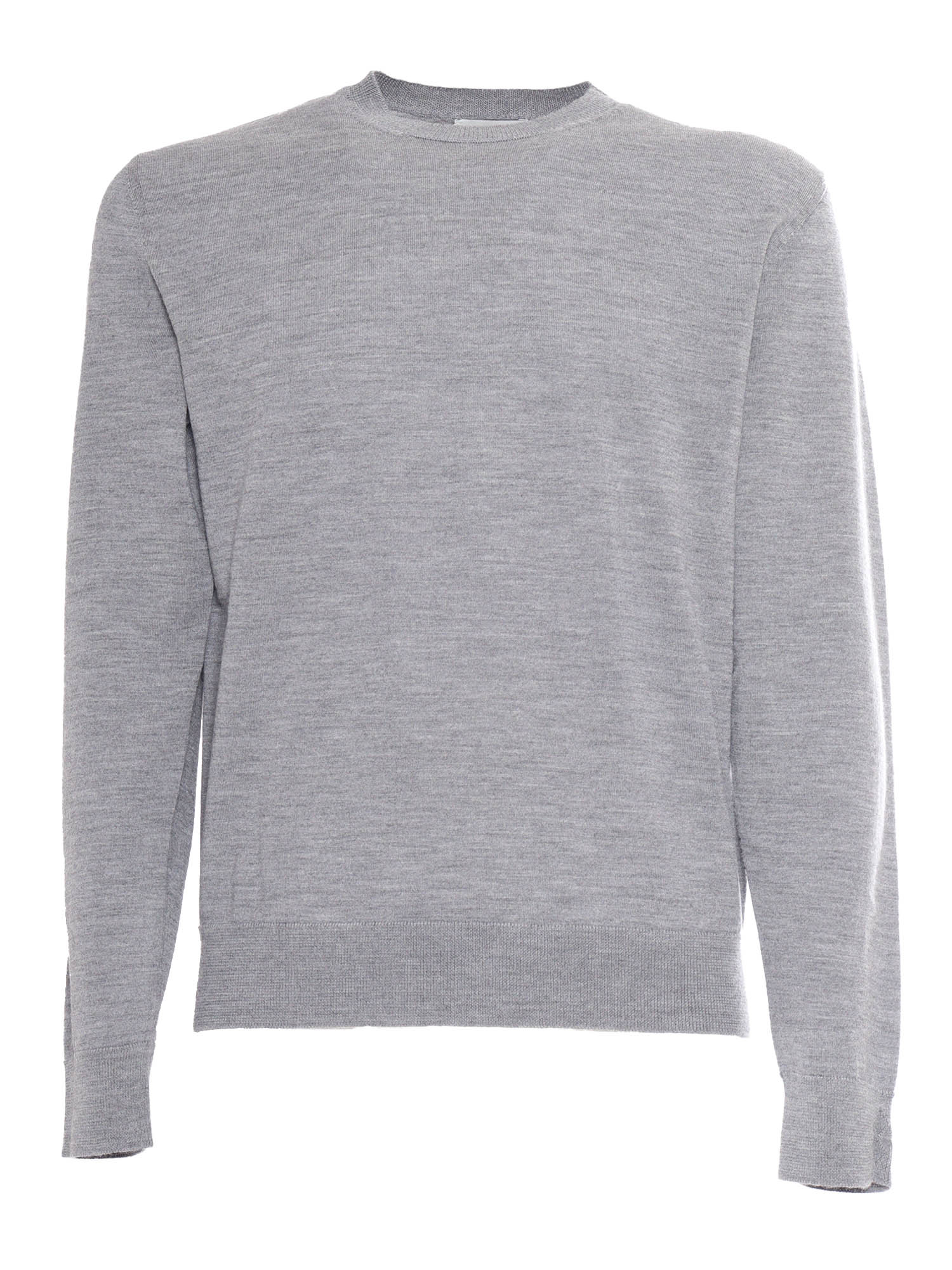 R Neck Pullover Grey Wool Crewneck