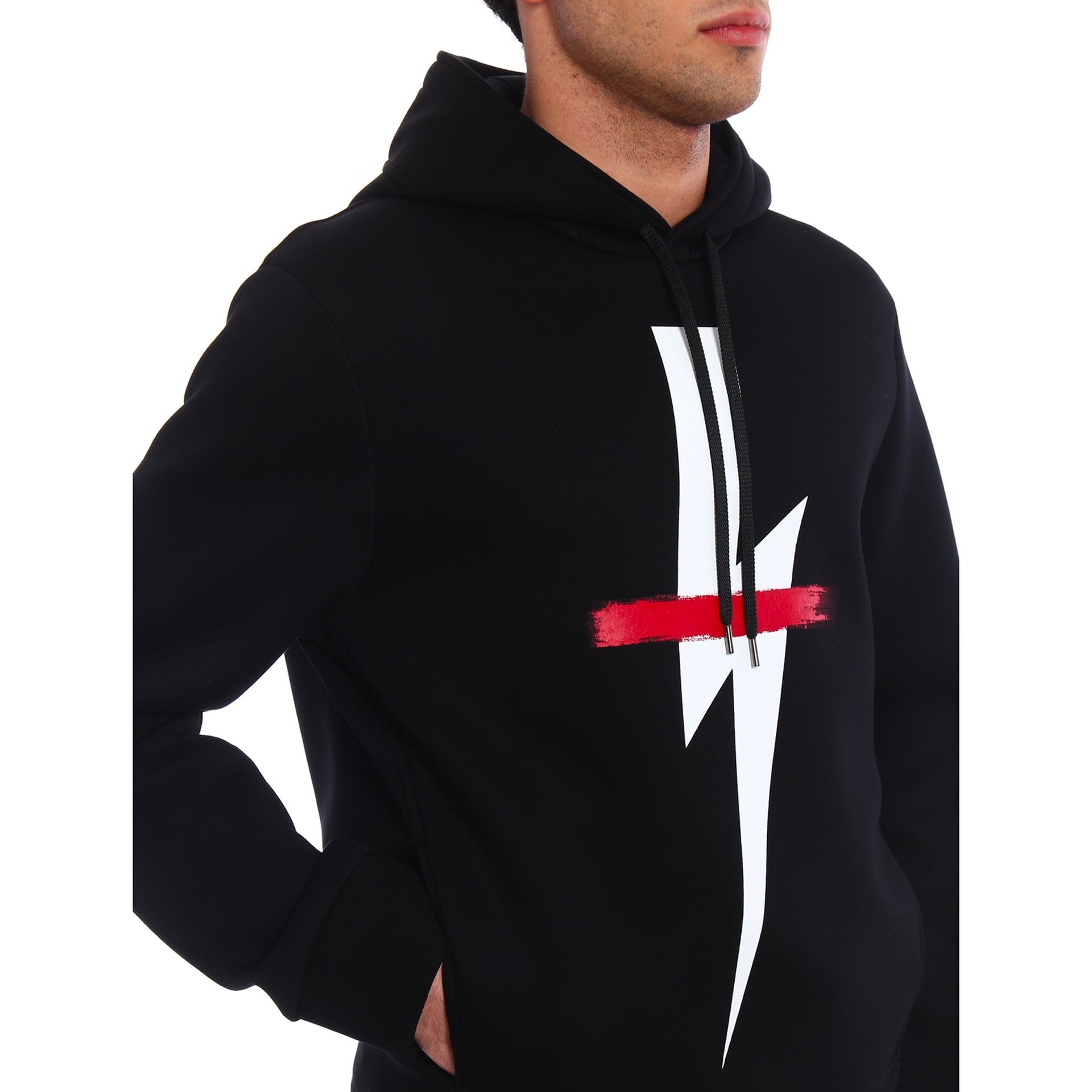 Neil Barrett Logo Hooded Sweatshirt Black Cotton