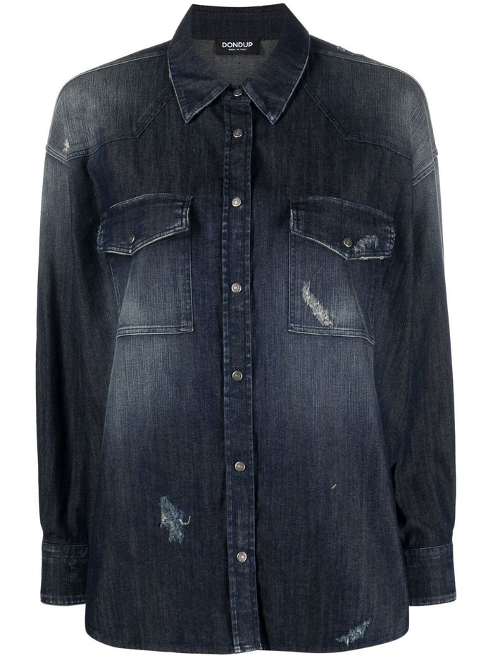 Dondup Shirts Blue Cotton