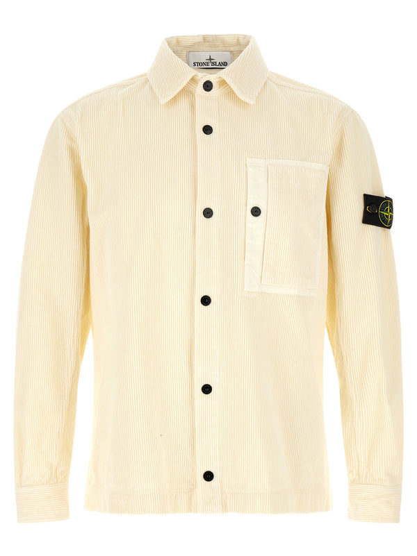 Stone Island 100% Cotton overshirt in white
