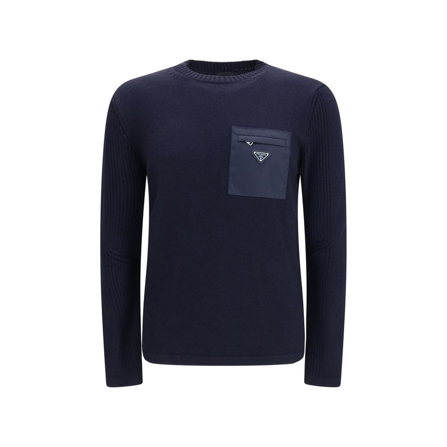Prada 100% Fleece Wool Ovis Aries sweater in navy