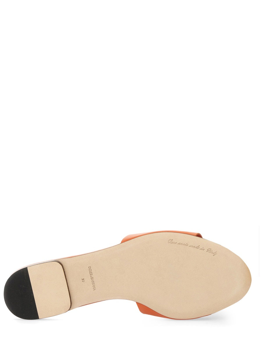Slide Sandal Orange Leather