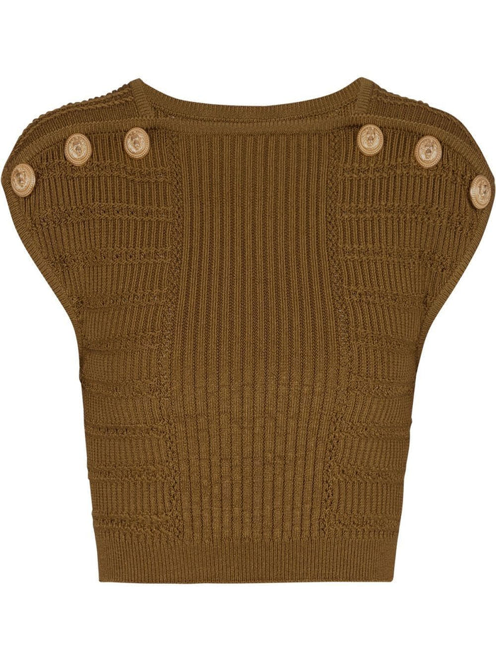 Balmain Top Kaki Body: Viscose