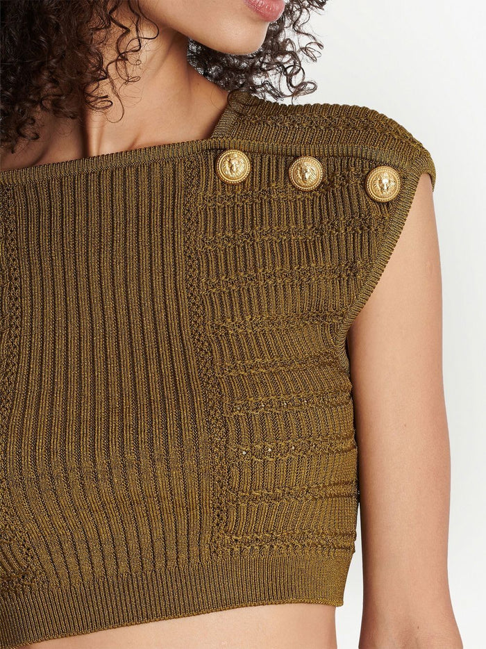 Balmain Top Kaki Body: Viscose