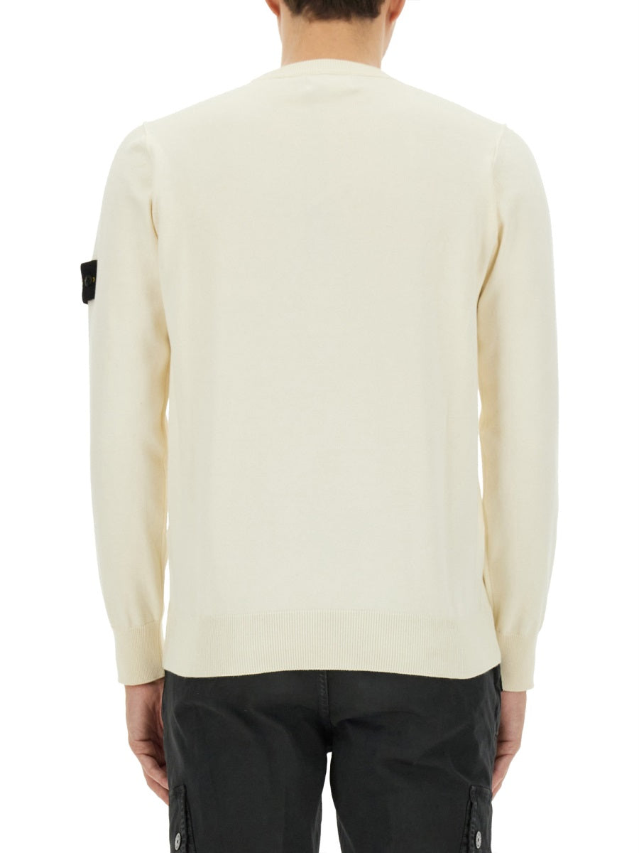 Knit Jumper With Logo Ivory Cotton Jumpers