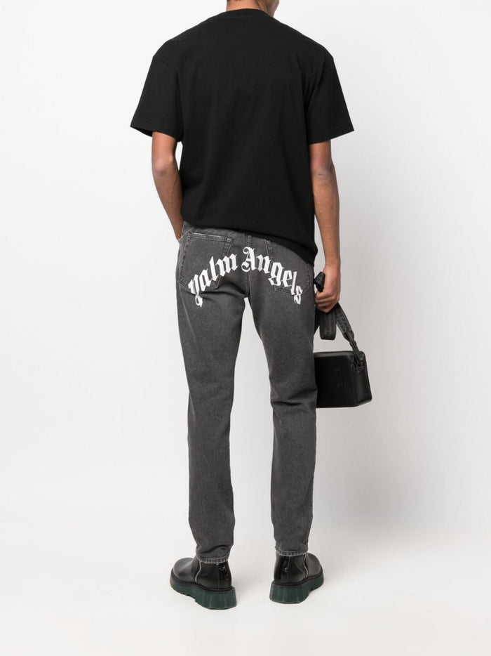 Palm Angels Jeans Black Outer: Leather