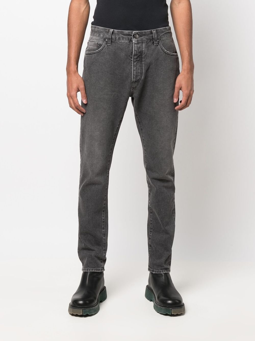 Palm Angels Jeans Black Outer: Leather