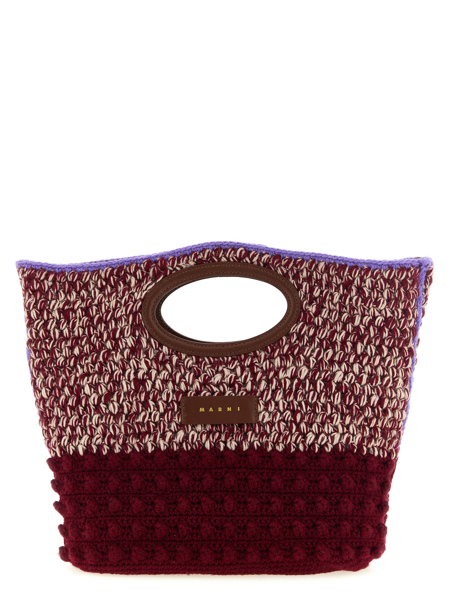 Marni 100% wool top handle bag in burgundy