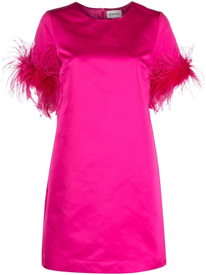 Parosh Dresses Fuchsia Outer: Ostrich Feather