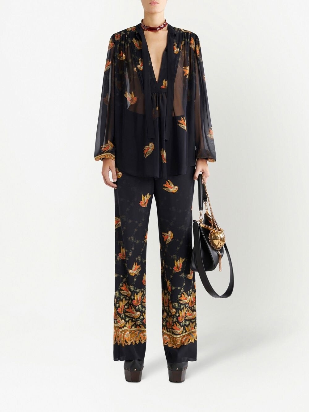 Etro Trousers Black Silk