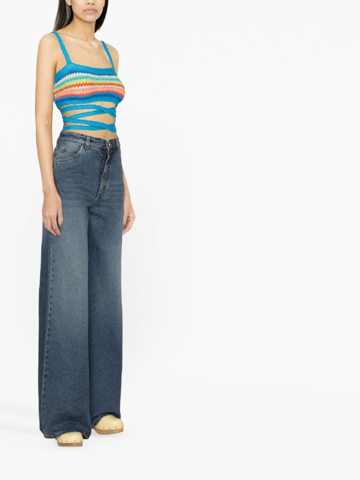 Alanui Top Blue Cotton