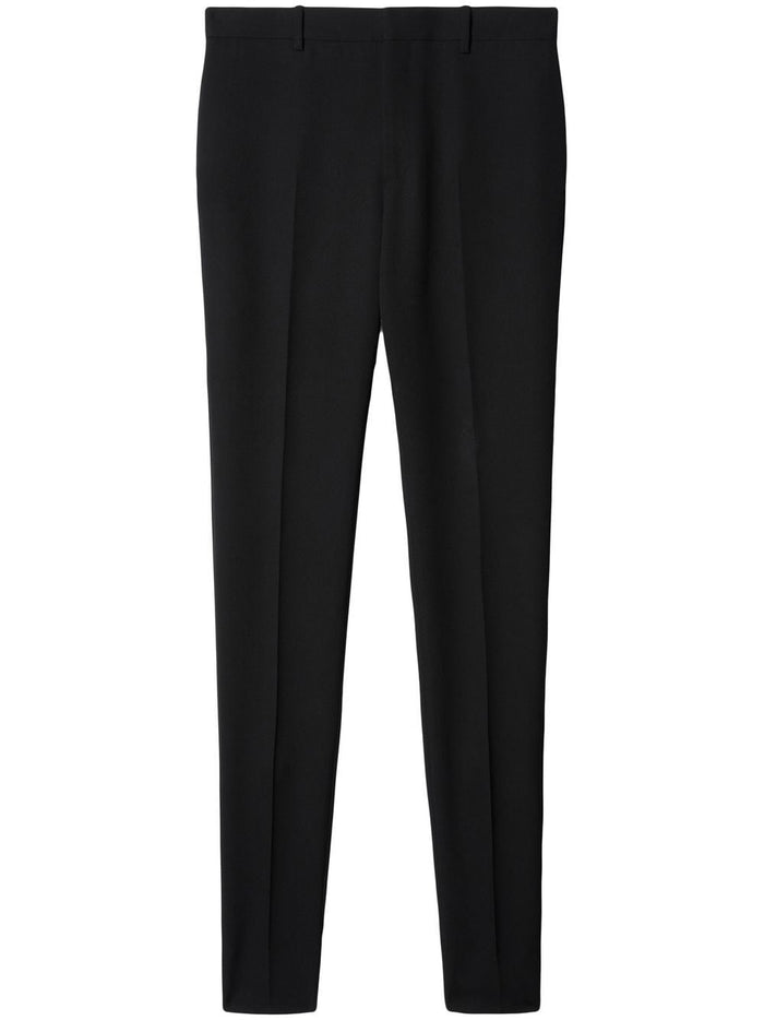 Off White Trousers Black Outer: Wool