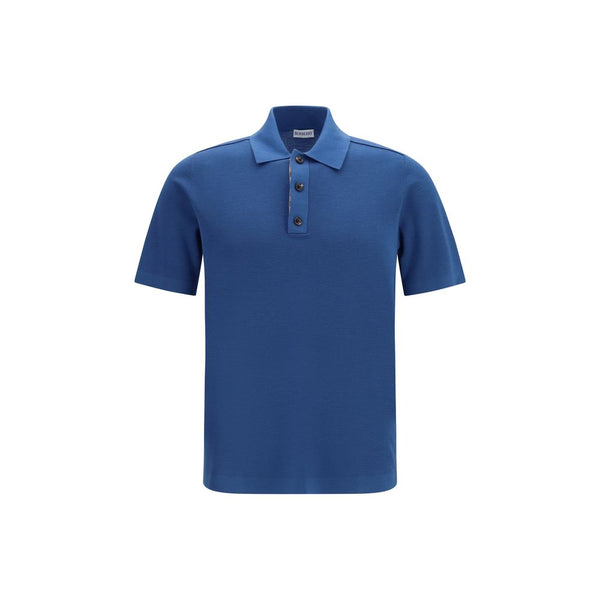 Burberry 100% Fleece Wool Ovis Aries polo shirt in blue