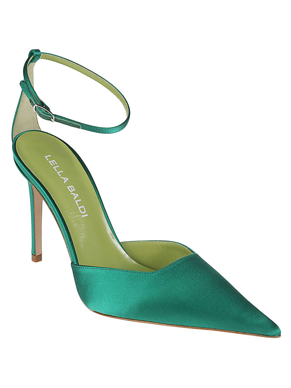 Lella Baldi With Heel Green Upper: Satin; Lining: Leather