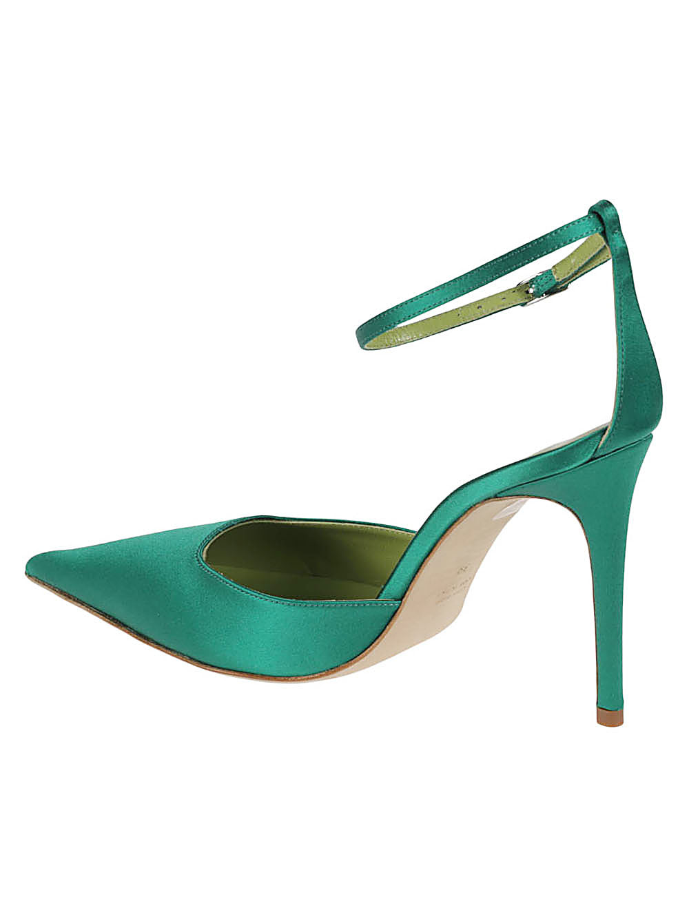 Lella Baldi With Heel Green Upper: Satin; Lining: Leather