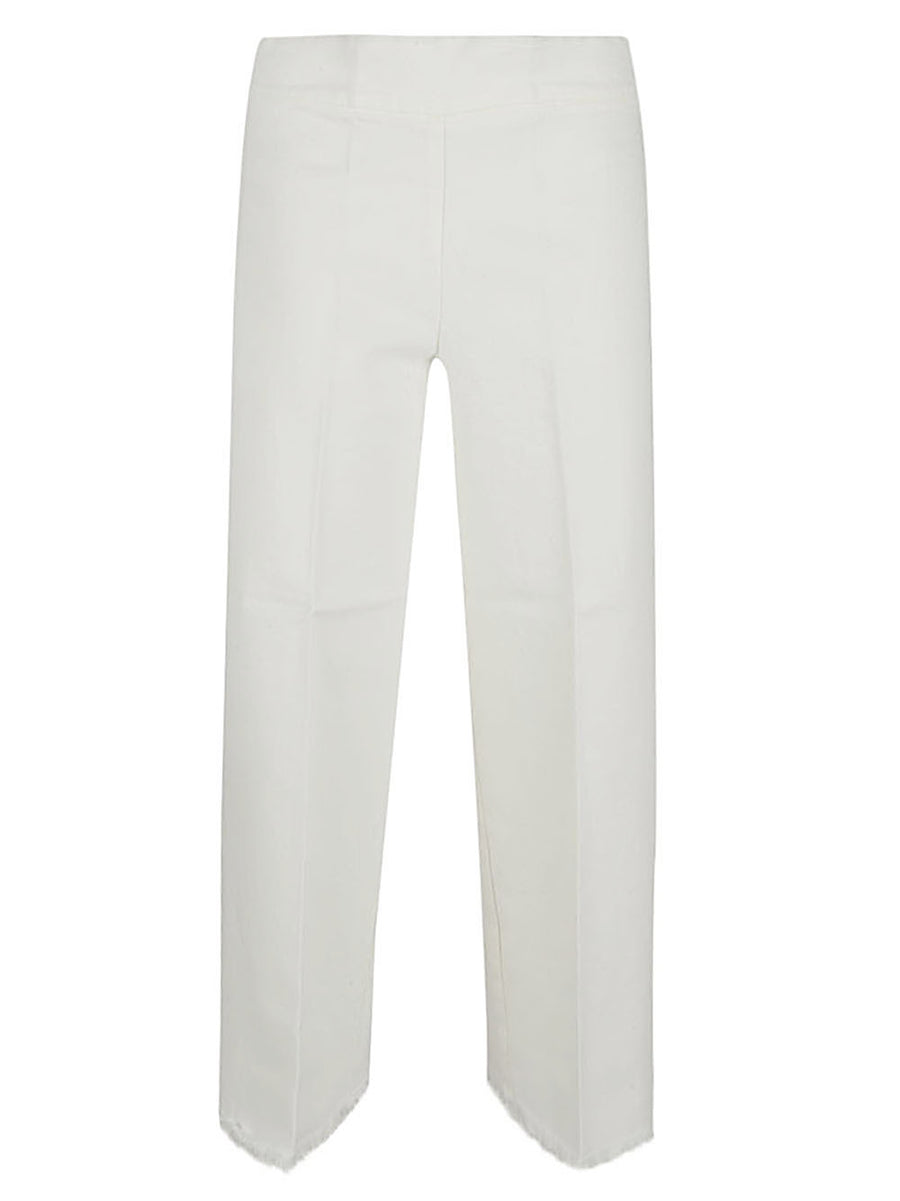 Avenue Montaigne Cropped frayed denim trousers