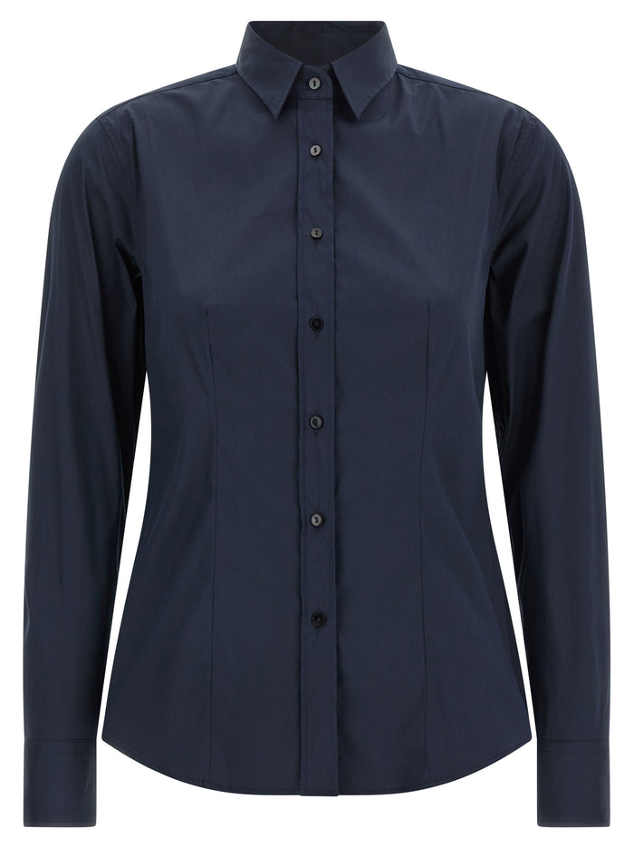 Sara shirt Blue Cotton Polyamide Elastane Shirt, Blouse