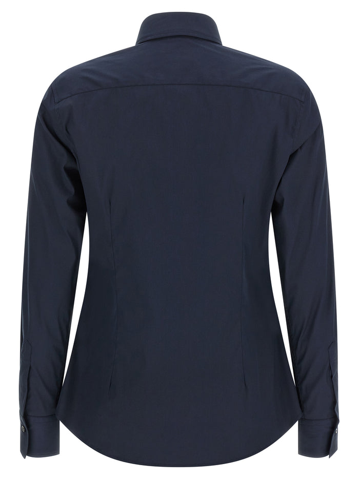 Sara shirt Blue Cotton Polyamide Elastane Shirt, Blouse