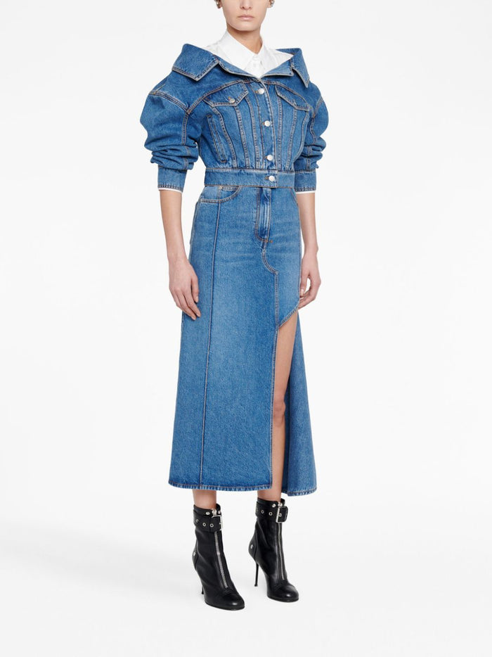 Alexander McQueen Skirts Blue Cotton
