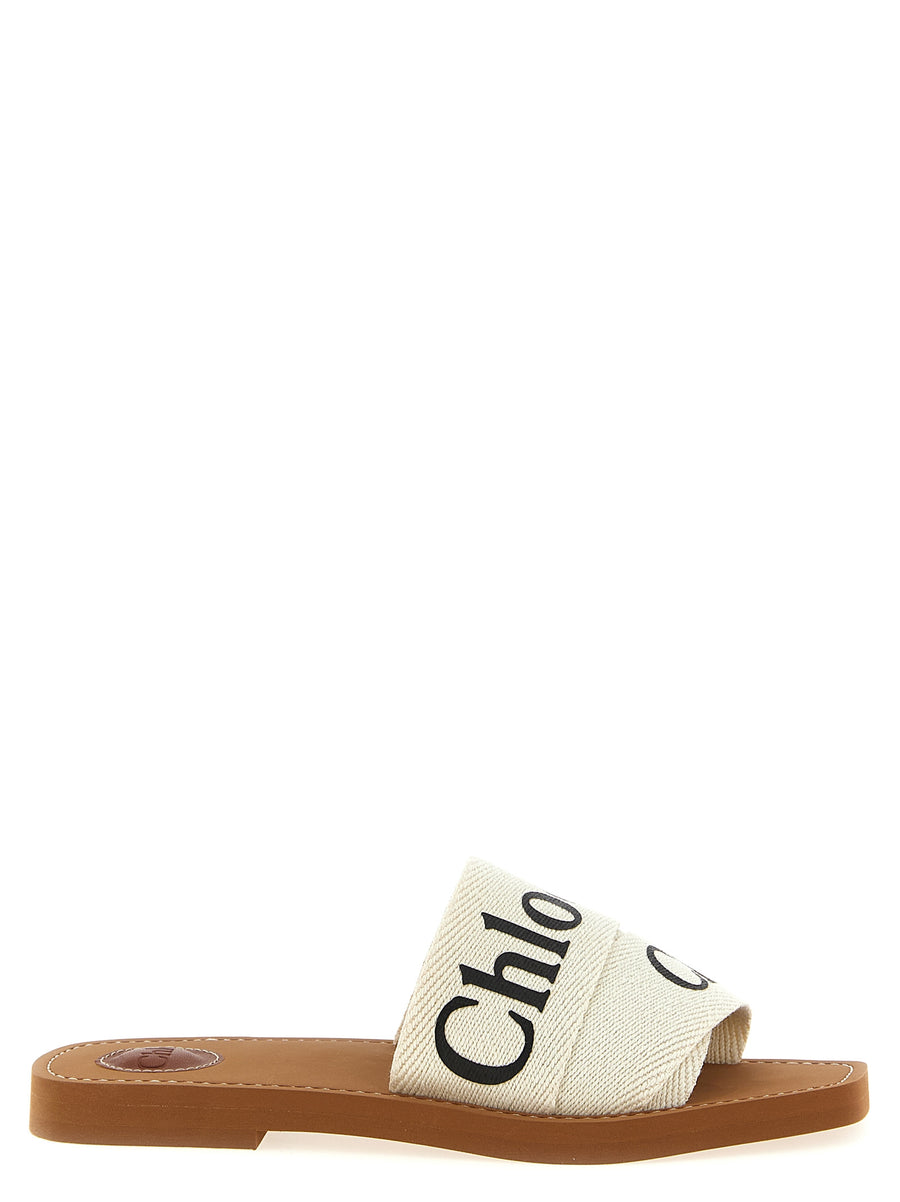 Chloé 100% linen sandals in white