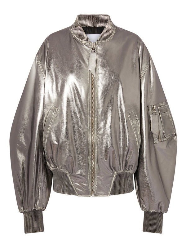 The Attico Mirrored leather bomber jacket - Runway