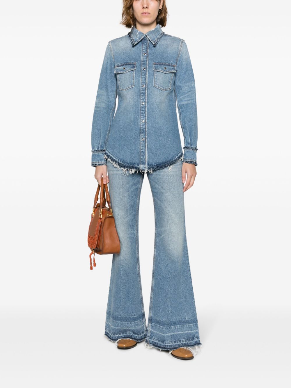 Chloè Shirts Clear Blue Cotton Hemp