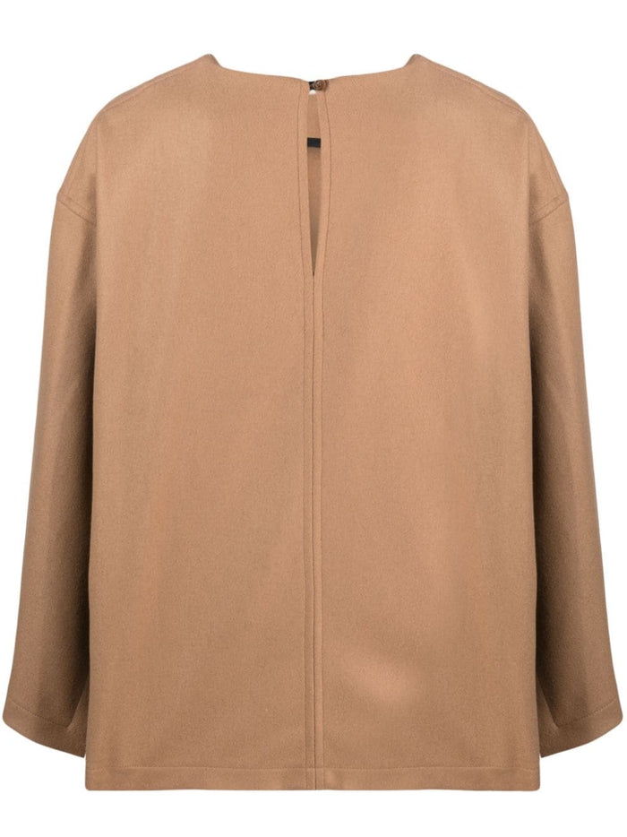 Erika Cavallini Semi-Couture Top Camel Virgin Wool