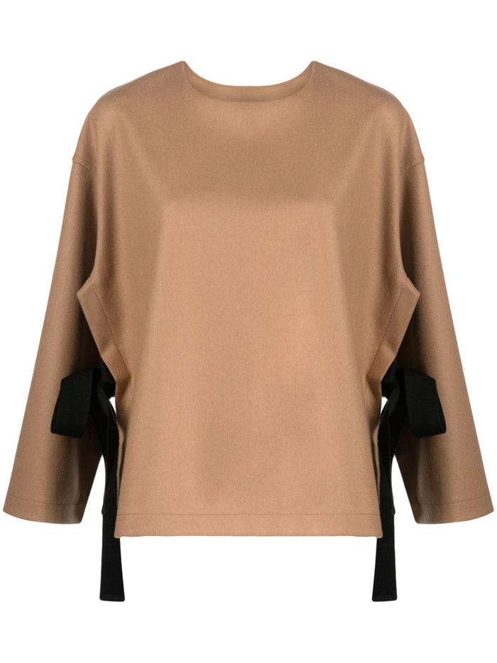Erika Cavallini Semi-Couture Top Camel Virgin Wool