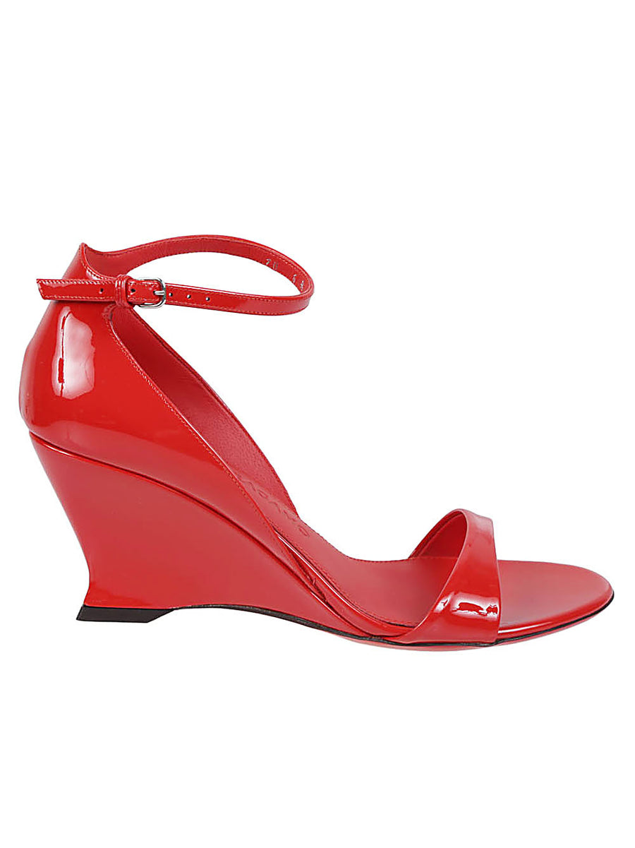 Ferragamo leather wedge sandals with open toe