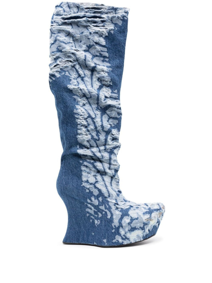 MASHA POPOVA Boots Blue Outer: Cotton Sole: Rubber