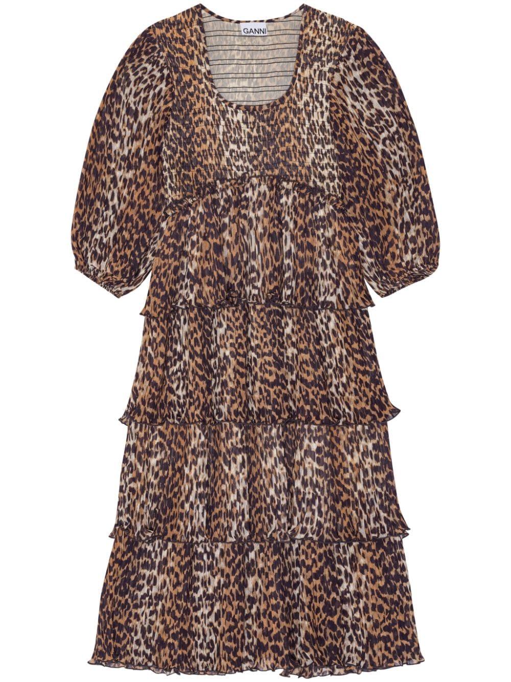 GANNI Dresses Brown Recycled Polyester