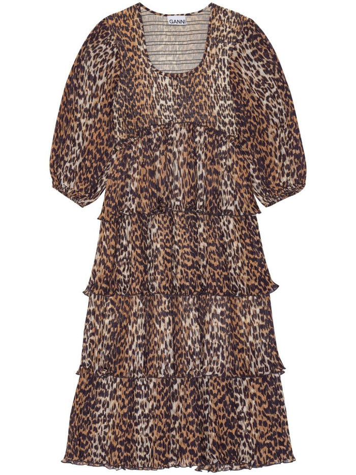 GANNI Dresses Brown Recycled Polyester