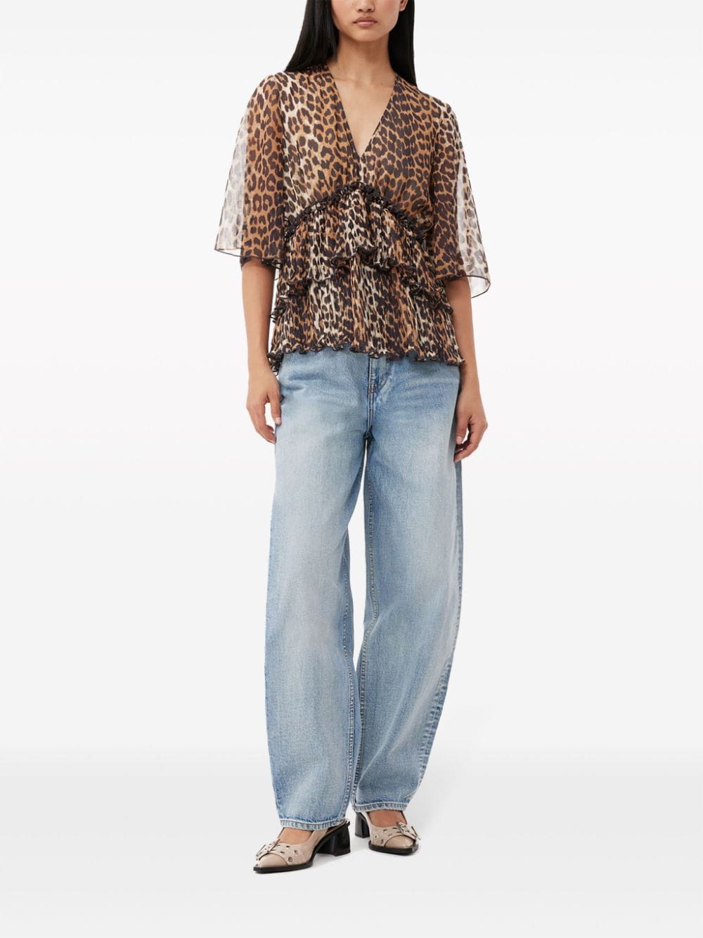Ganni Top Brown Recycled Polyester