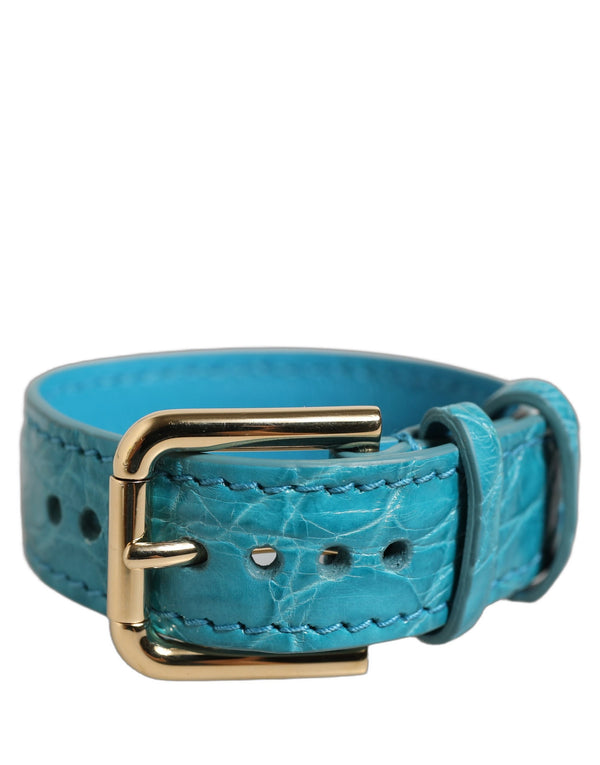 Dolce & Gabbana 100% Caiman Leather belt in turquoise