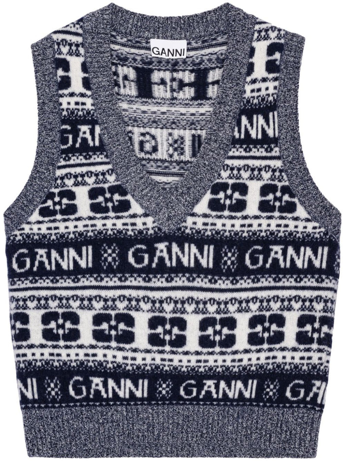 Ganni Sweaters Grey Wool