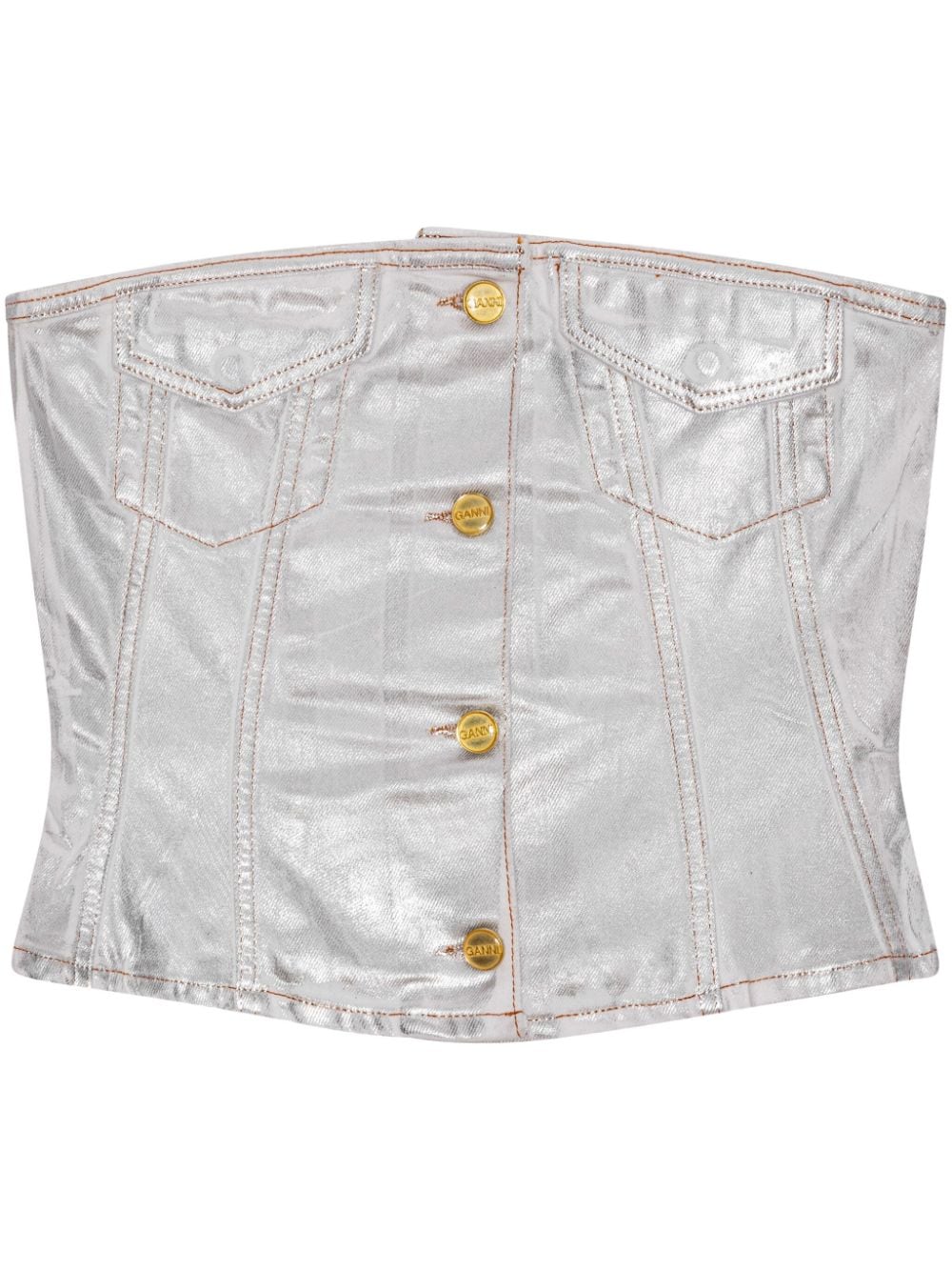 GANNI Top White Organic Cotton